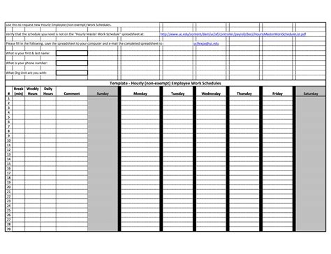 43 Effective Hourly Schedule Templates (Excel & MS Word) ᐅ TemplateLab