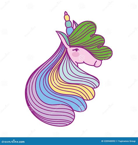 Unicorn Head Rainbow Hair Stock Vector Illustration Of Cute 220940092