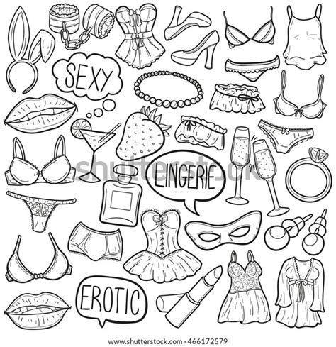 Lingerie Erotic Costume Doodle Icons Hand Stock Vector Royalty Free