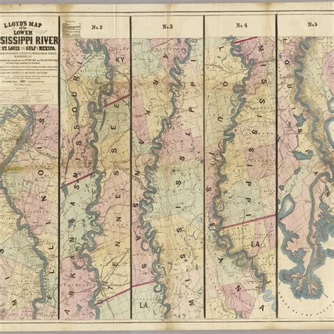 Lloyds Map Of The Lower Mississippi River From St Louis To The Gulf