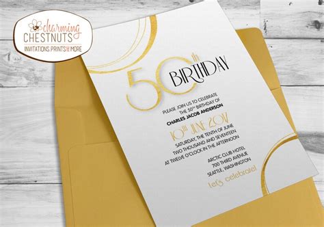 Golden Birthday Invitation Gold Circles Birthday Printable Etsy