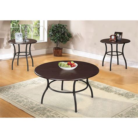 Urika 3 Piece Coffee And End Table Set Dark Cherry And Espresso 3pc