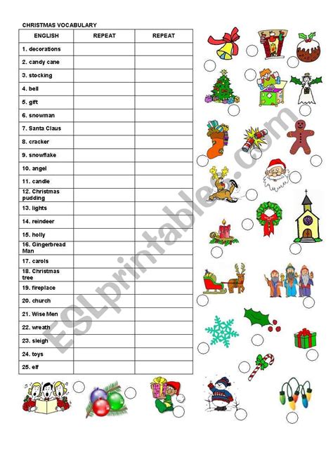 Xmas Vocabulary ESL Worksheet By Isabel Neto