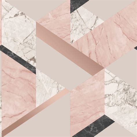 Pink Rose Gold Marble Geometric Wallpaper Brokers