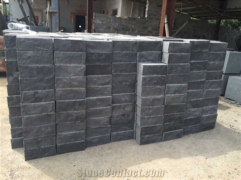 Black Basalt Zhangpu Black Andesite Wall Stone Bricks Black Natural