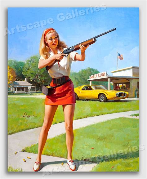 1974 skeet club vintage style elvgren pin up girl shooting poster 16x20 ebay