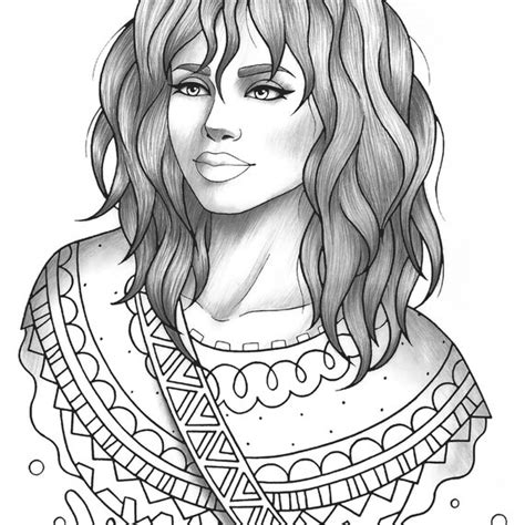 Printable Coloring Page Girl Portrait And Clothes Colouring Etsy