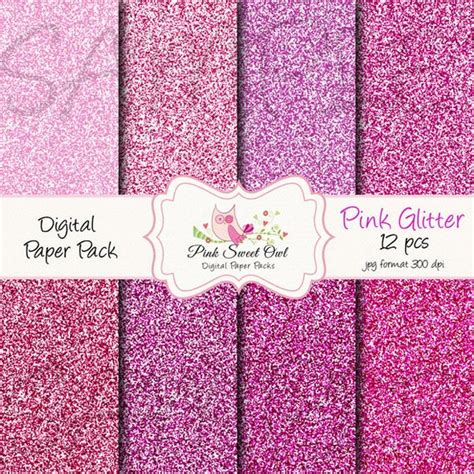 Pink Glitter Digital Paper Pack Digital By Theredlizard On Etsy