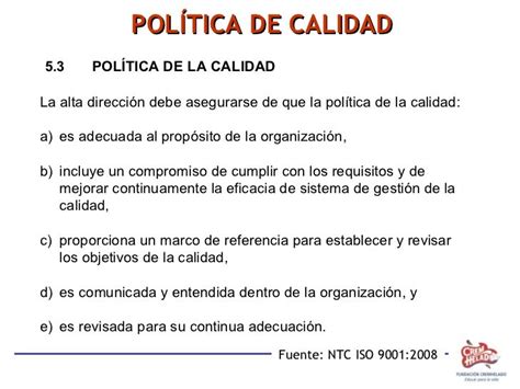 Ejemplo De Politica De Calidad Iso 9001 Version 2015 Nuevo Ejemplo