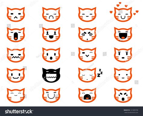 Vector Icons Smiley Cat Faces Stock Vector Royalty Free 121305730
