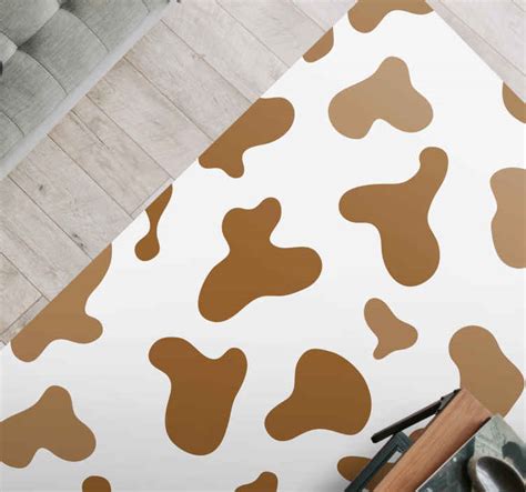 Brown Cow Spots Animal Print Vinyl Rug Tenstickers
