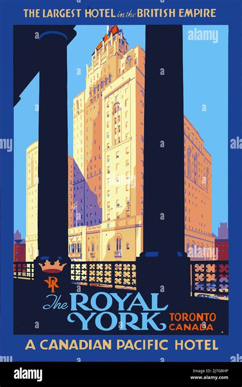 Vintage 1930s Art Deco Travel Poster The Royal York Hotel Toronto