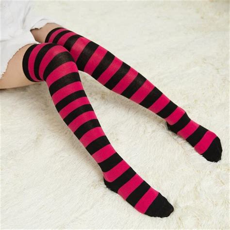 Buy Anime Girl Warrior Cosplay Long Socks Striped