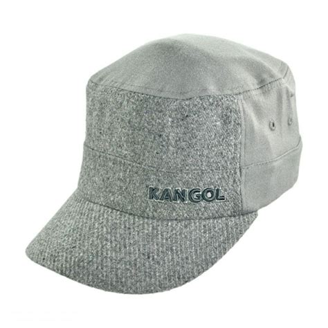 Kangol Textured Wool Army Cadet Cap Grey Cadet Caps
