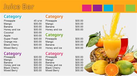 Juice Bar Menu Template Free