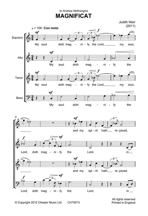 Magnificat And Nunc Dimittis Sheet Music Judith Weir Piano Vocal