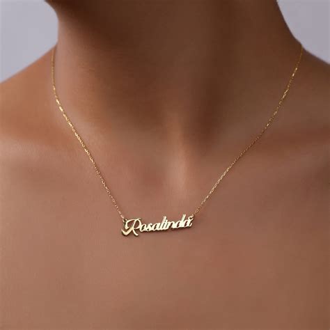 Handmade K Solid Gold Name Necklace Name Necklace In Real Etsy