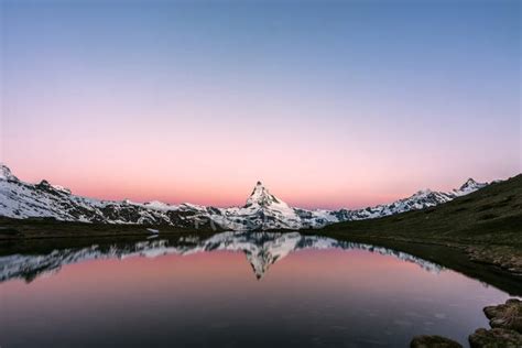 Scenic View Of Matterhorn Mountain At Sunset Zermatt Switzerland