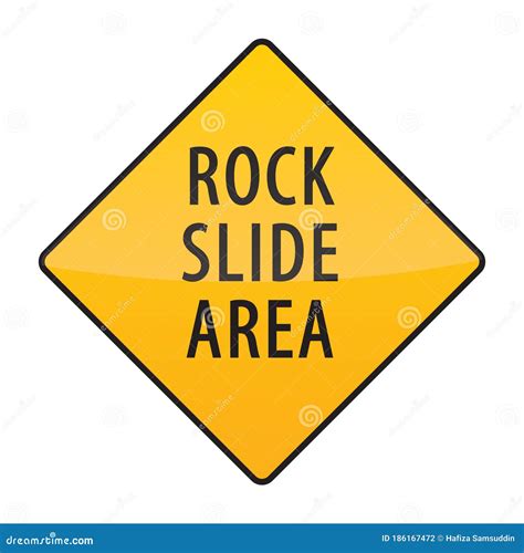 Rock Slide Area Warning Sign Vector Illustration Decorative Design