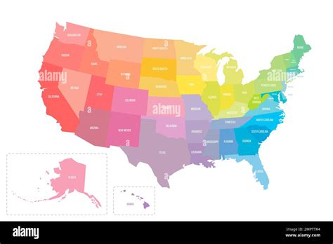 Estados Unidos De América Mapa Político De Las Divisiones