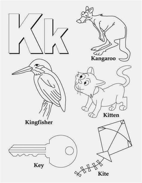 Kids Page Alphabet Letter K Worksheet Printable Coloring Worksheets