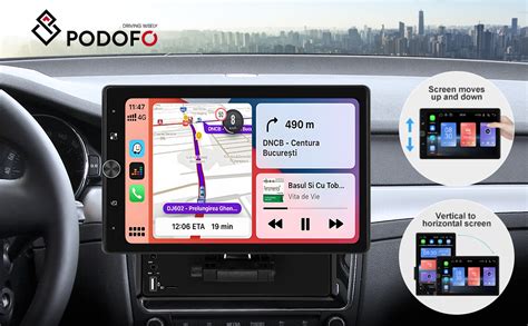 Podofo Autoradio Din Carplay Avec Cran Rotatif Vertical