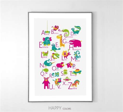 Portuguese Alphabet Poster With Animals From A To Z Big By Pukaca