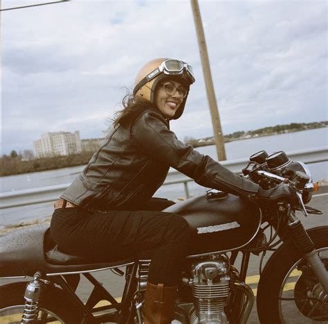 Mindi And Her Honda Cafe Racer Moto Lady Motorcycle Women Biker Girl