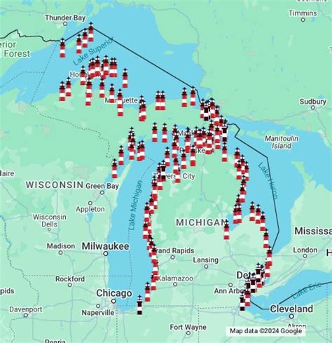 Printable Michigan Lighthouse Map Printable Word Searches