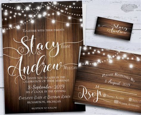 Make your wedding invitation look beautiful and raw just like the countryside with simple decorations and simple themes that go well with light colours. Rustic Wedding Invitation Country DIY Printable by X3designs
