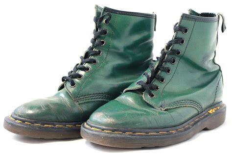 Rare Vintage Green Doc Martens Oilskin Gibsons Leather Made