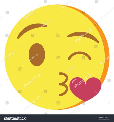 Vector Cute Kawaii Emoji Blowing A Kiss Colorful Royalty Free Stock