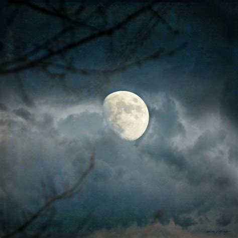Moon Clouds Foggy Night Surreal Skyscape Square Format Fine Etsy