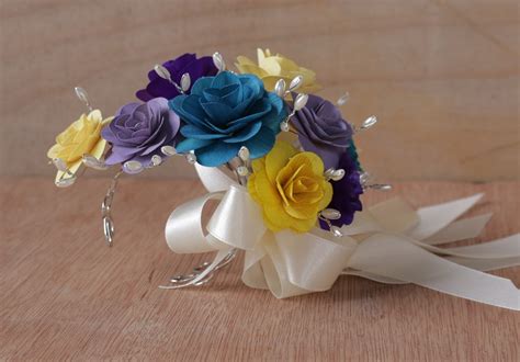 Turquoise Purple And Yellow Wedding Bouquets Corsages And