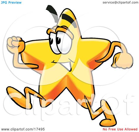 Clipart Picture Of A Star Mascot Cartoon Character Running By Toons4biz