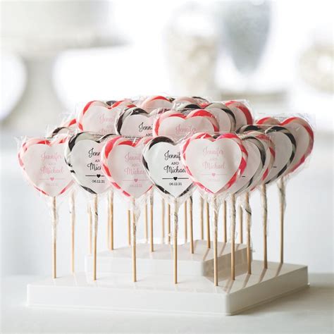 Pink Personalized Heart Swirl Lollipops Per Dozen