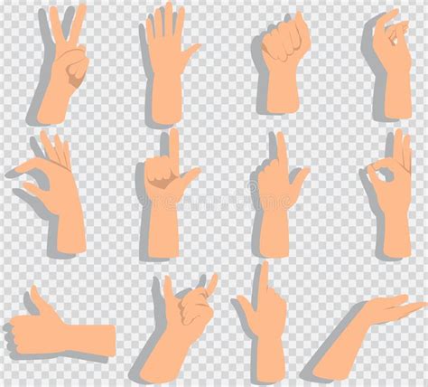 Set Of Hands Showing Different Gestures Stock Vector Illustration Of