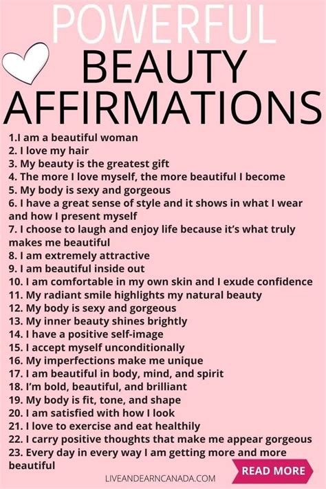 40 Beauty Affirmations For Self Assurance And Self Confidence Healing