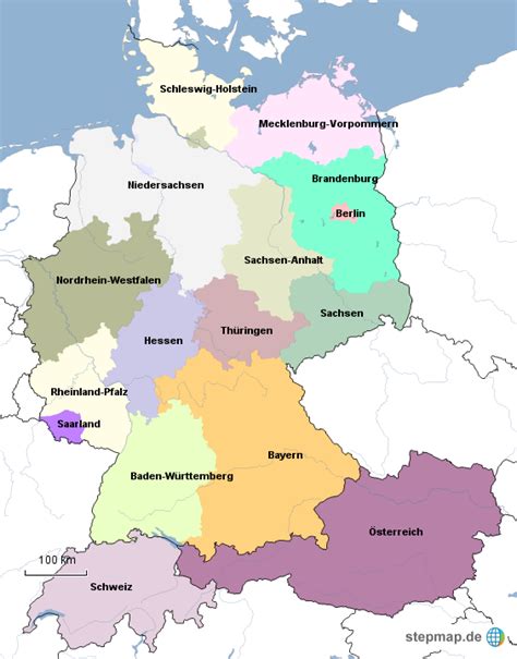 Landkarten erstellen war nie einfacher! StepMap - Deutschland/Österreich/Schweiz - Landkarte für ...