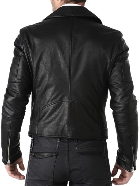 New Men S Slim Fit Biker Motorcycle Jacket Genuine Lambskin Leather Jacket H 202 Coats And Jackets