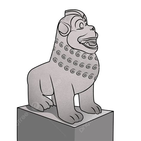 Ilustración De La Estatua Del Animal Guardián En El Templo De Borobudur