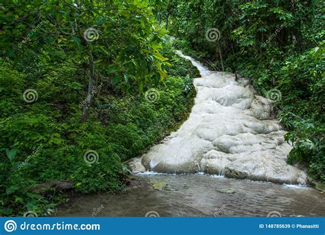 Limestone Waterfall In The Jungle Thailand Limestone Waterfall Stock