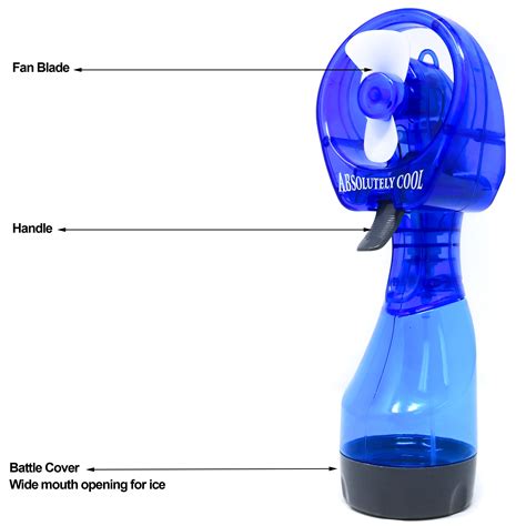Retailery Portable Battery Operated Water Misting Cooling Fan Spray Bottle Blue Ebay