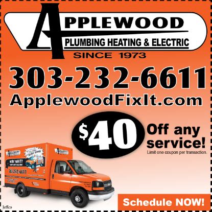 These coupons give you a discount as long as. Applewood Plumbing Golden - Jeffco Coupons