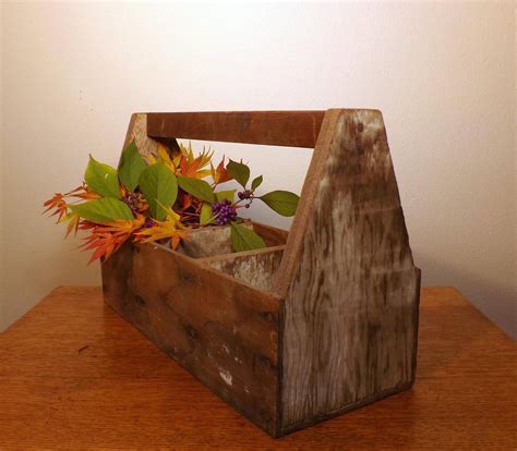 Primitive Tool Box Hand Crafted Rustic Wood Tool Carrier Etsy