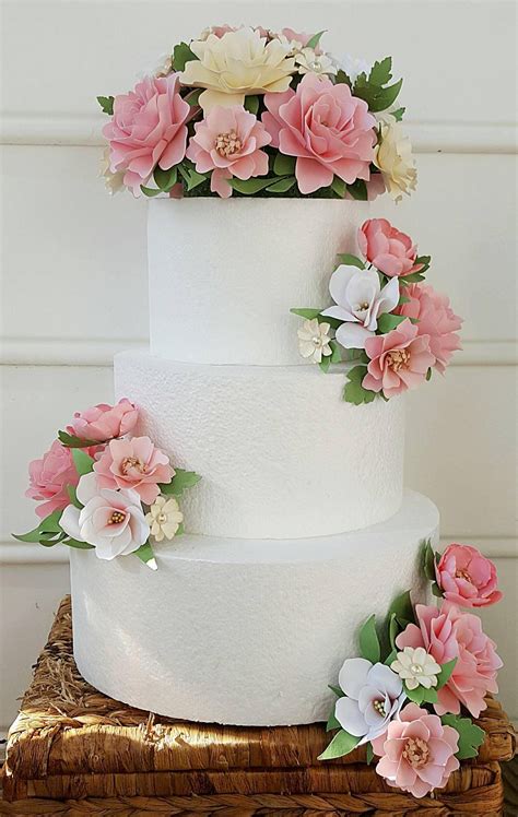 Cake Flowers Flower Wedding Cake Paper Flower Wedding Cake Etsy