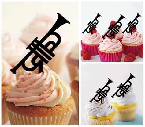 Trumpet Music Instrument Cupcake 10 Toppers Laser Cut Acrylic Etsy