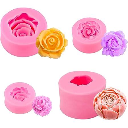 Lot de 3 Moules à Bougie en Forme de Rose Moules à Fleurs en 3D pour la Décoration de Gâteaux