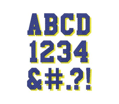 Varsity Collegiate Block Type Shadow Font Fill Stitch Machine Etsy