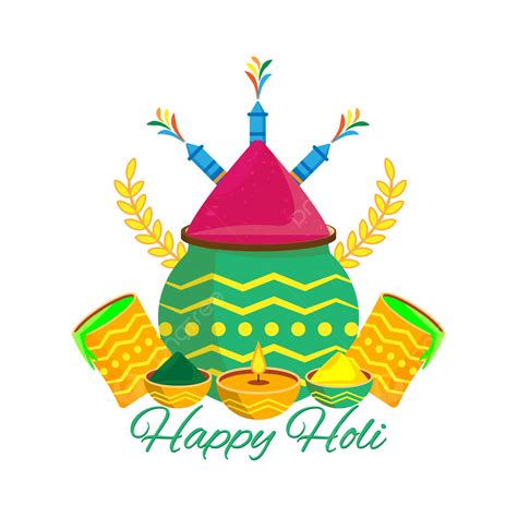 Holi Festival Clipart Vector Flat Detailed Happy Holi Festival Concept